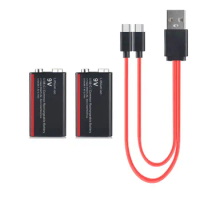 Soshine 2PCS USB 9V 500mAh 6F22 Battery USB Type-C 7.4V Lithium ion Rechargeable Battery Power display