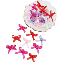 (50Pcs/bag)3.5x4cm Ribbon Rose Bow Decorative Clothing Children's Hair Accessories Clips Diy Candy B