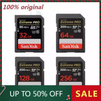 SanDisk Extreme PRO SD Card 32G 64G 128G 256G 512g 1T SDHC SDXC UHS-I C10 95M/s-200MB/s U3 Memory Card Support V30 4K for Camera