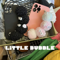 mylittlebubble可愛黑煤球毛絨球iphone13pro蘋果手機殼軟軟