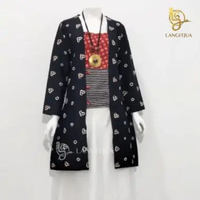 Tunik Kutubaru Kebaya Nimas Jumputan Ikat Celup Asli Solo Size M L XL XXL XXXL SIZE XXXL HITAM