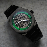 FIBER 法柏 競速先鋒系列 骨雕鏤空機械腕錶-黑鋼綠 FB8017-2-03