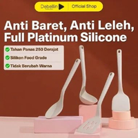 Debellin SPATULA SET of 4 Full Silicone Premium Cookware Tahan Panas Food Grade Full Platinum
