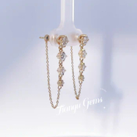 Tianyu Gems 1.1ctw Lab Grown Diamond Women Drop Earrings 18k Yellow Gold Round DEF Sparkle HPHT Diamonds 14k 10k Wedding Earring