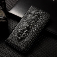 Crocodile Picture Leather Cover For OPPO F9 F11 F15 F17 F19 F19s F21 Pro Plus 5G Flip Phone Cover Cases