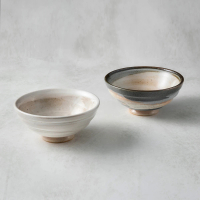 【有種創意食器】日本美濃燒 - 雲畫陶製對碗組(2件式 - 12.5cm)