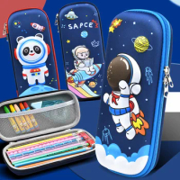 3D Canvas Cartoon Pencil Case High Capacity Pen Bag for Primary School Students