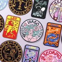 Virgo Leo Embroidered Patches For Clothing Constellation Patch Iron On Patches For Clothes Astrology Embroidery Patch Stickers
