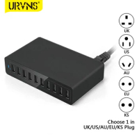 URVNS USB Charger 10-Port 60W, Multi-Port USB Charging Hub Desktop Power Station for iPhone X/8/7/6S/6 Plus/5S, iPad Pro/Air2