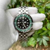 TUEDIX Seiko NH35A Watch Movement Mechanical Watch for Men Green 12 Hours Insert Tuna Business Wristwatch Luminous Luxury Diver