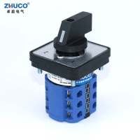 ZHUCO SZW26/LW26-20 1-0-2 3 Position 3 Phase 12 Screws Cam Rotary Changeover Control Switches 64X64 48X48 mm Panel Mount