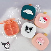 Kawaii Storage Box Sanrio Mymelody Kuromi Cinnamoroll Cute Anime New Style Travel Portable Medicine Pill Sealed Box Beauty Gift