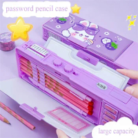 Kawaii Papeleria Envío Pen Gratis Unicorn Pencil Password Multifunctional Lapicera Case Estuche Trousse Box Escolar