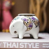 泰國進口旅游紀念品特色陶瓷小象燭臺禪意可愛個性燭光晚餐蠟燭臺