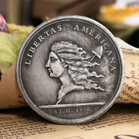 1781年自由女神帶帽桿版銀章硬幣 外國硬幣仿古銀幣紀念章