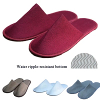 1Pair Disposable Slippers Hotel Travel Slipper Soild Color Flip Flop Non-slip Loafer Wedding Shoes Men Women Guest Slippers