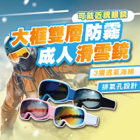 TAS 極限運動 成人 球面雙層滑雪鏡 可戴眼鏡(雪鏡 滑雪護目鏡 護目鏡 成人 滑雪鏡 滑雪護目鏡 護目鏡)