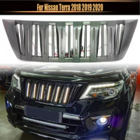 For Nissan Terra 2018 2019 2020 Exterior Car Grills Accessories Front Racing Air Intake Grille With LED Light Grill Cover Fit