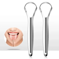 1pcs Tongue Scraper Brush Stainless Steel Tongue Cleaner Bad Breath Removal Oral Care Tools