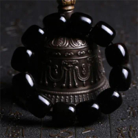 Xizang yak horn Buddha Tibetan pure black bucket hand string women men's bracelet beads gift jujube