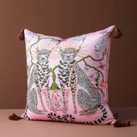 Leopard Pillows Luxury Retro Cushion Case Pink Decorative Pillow Cover For Sofa 45x45 50x50 60x60 Living Room Home Decoration