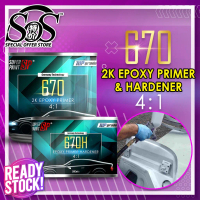 TOP GRADE 1Litre 2K Epoxy Primer & Hardener 4 : 1 SET Grey Colour Undercoat Besi DIY Motor Kereta 打底