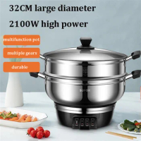 Stainless Steel Multi Electric Steamer Cooker Rice Noodle Roll Food Steamer Machine Large Capacity Steamer Pot Kitchen Appliance