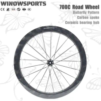 Winowsports Carbon Wheels Disc Brake 700c Road Bike Wheelset Quality Shimano 11s Tubeless Road Cycling