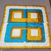 Vintage Totes Rain Scarf Blue Gold Pattern Retro Water Repellent 1973 Japan