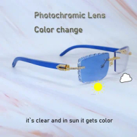 Iced Out Sunglasses Rhinestones Color Change Diamond Cut Photochromic Lenses 4 Season Glasses Carter Two Colors Sunglasses