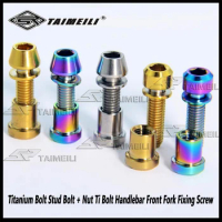 Titanium Bolt Stud Bolt + Nut Ti Bolt Handlebar Front Fork Fixing Screw 2PCS for 3T Carbon Fiber M5 X16mmm5x18mm M5x20mm 10