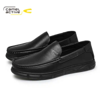 Camel Active Men Loafers Autumn New Retro Black Breathable Man Genuine Leather Men's Trend Casual Shoes DQ120139