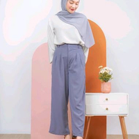 Celana Loose Pants Trousers Wolfis Premium | Celana Wanita Adem, Longgar & Nyaman M-L Lavender