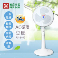 【出清下殺】柏森牌 14吋AC循環立扇 台灣製造 白色 一年保固 PS-1402