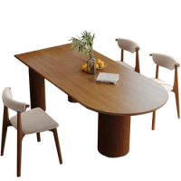 Kitchen Dinning Room Furniture 4 Seater Dining Table Set Oval Solid Wooden Top Dinner Table and Chair Set