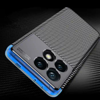 For Poco F6 Pro Case Poco F6 Pro Cover Coque Fundas Soft Luxury Business Carbon Fiber Phone Bumper P