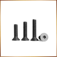 50pcs/lot DIN M5 carbon Steel Hex Socket Flat Head Cap Screw M5*4/5/6/8/10/12/16/20/25/30/35/40/45/50m Black screw bolt