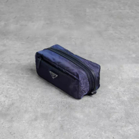 Prada Tas PRADA TRIANGLE NYLON NAVY MULTI ZIP POUCH 100% ORIGINAL