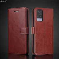 Vivo V21 Card Holder Pu Leather Cover Case for Vivo V21 4G 5G 6.44" Flip Cover Retro Wallet Fitted Case Business Fundas Coque