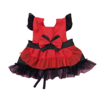 黑花袖黑腰帶紅黑雙色蝴蝶結公主圍裙 兒童圍裙【BlueCat】【JI2407】