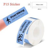 1PK P15 Blue Label Tape Adhesive Sticker for P15 Mini Bluetooth Label Machine 12mm x 40mm P15 Label Printer Paper Waterproof
