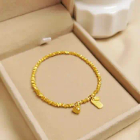 Original Gold Broken Gold Bracelet for Women 999 Pure Gold Lotus Seedpod Blessing Card Bracelet Tighten Rope Bracelet