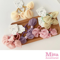 【MISA】髮圈蝴蝶結/甜美可愛蝴蝶結造型2件套組(5色任選)