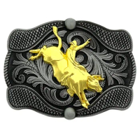 Western Cowboy Gold Rodeo Bull Men Belt Buckle Floral Printing High Quanlity Hebilla Cinturon Hombre Dropshipping