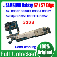 Original Unlock Mainboard For Samsung Galaxy S7 G930F G930FD G930V S7 Edge G935F G935FD Motherboard 32GB Logic Board Good Workin