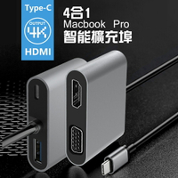 Type-c to HDMI4K2K+VGA+USB3.0+PD 4合1影音轉接器