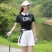 DK Golf Clothing Women's Set Summer Quick-Drying Short Sleeved soft T-shirt Top Sports Skirt Slim Fit sport Pleated Skort Pants