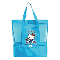 小禮堂 Hello Kitty 尼龍網眼透氣手提袋 (藍購物款) 6713077-263547