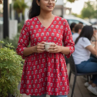 Indo-western SHORT KURTIS (2nd Edition) INDIAN COTTON TOPS-READY STOCK A02