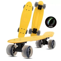 Penny Board Mini Cruiser Skate Board, Jelly Flash Wheel, Complete Ready to Ride Fashion, Colorful Banana Fish Board, 22 Inch